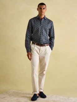 Invitation Navy Paisley Cotton Shirt<Joules