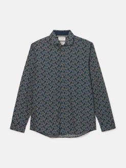 Invitation Navy Paisley Cotton Shirt<Joules