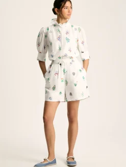 Iris White Ground Embroidered Shorts<Joules Hot