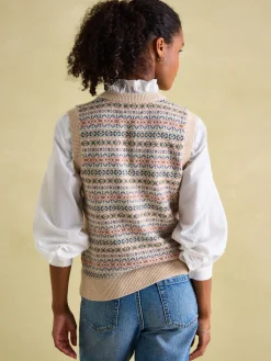 Islay V Neck Fair Isle Knitted Vest<Joules Sale