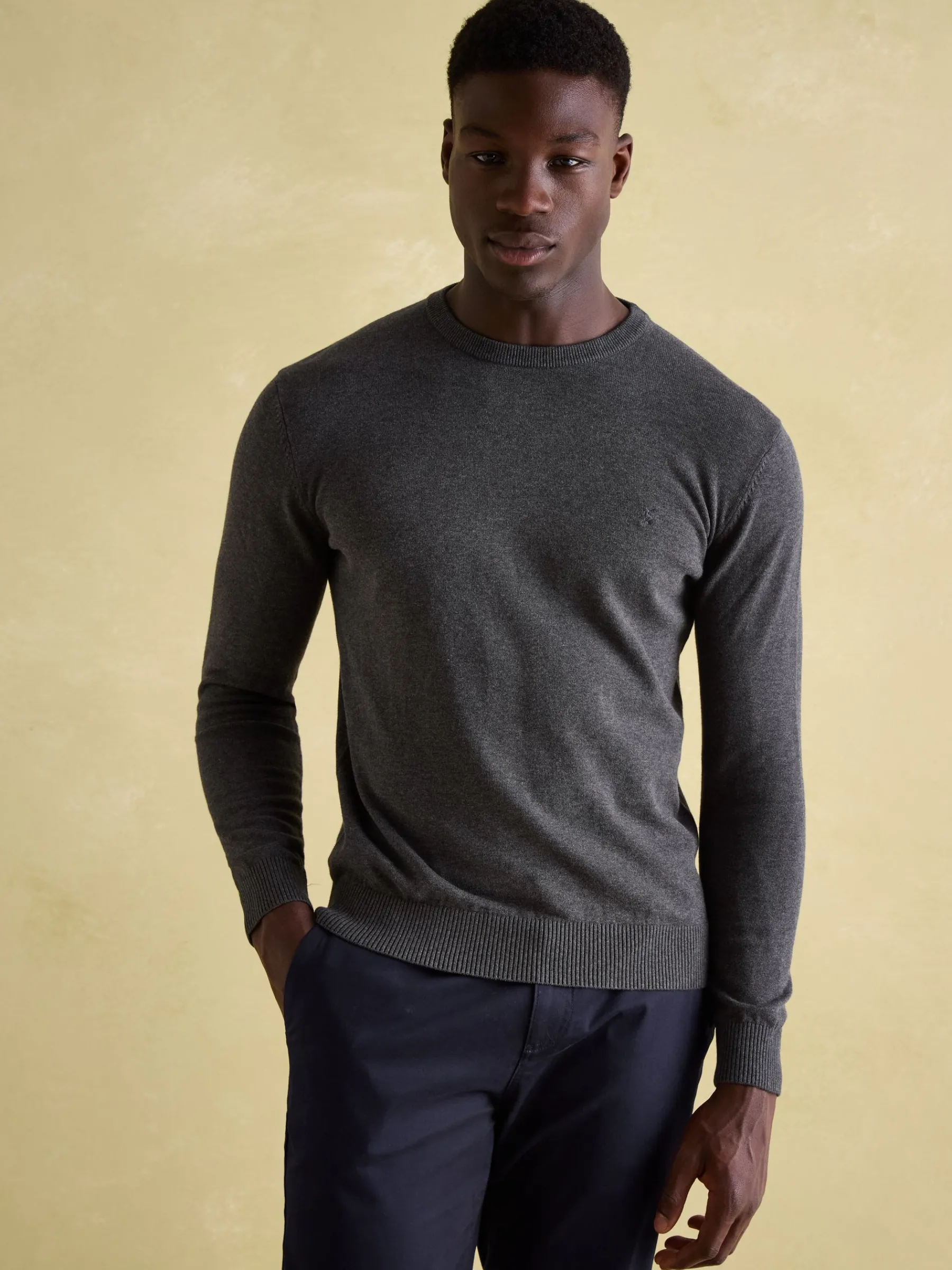 Jarvis Charcoal Grey Crew Neck Knitted Jumper<Joules Outlet