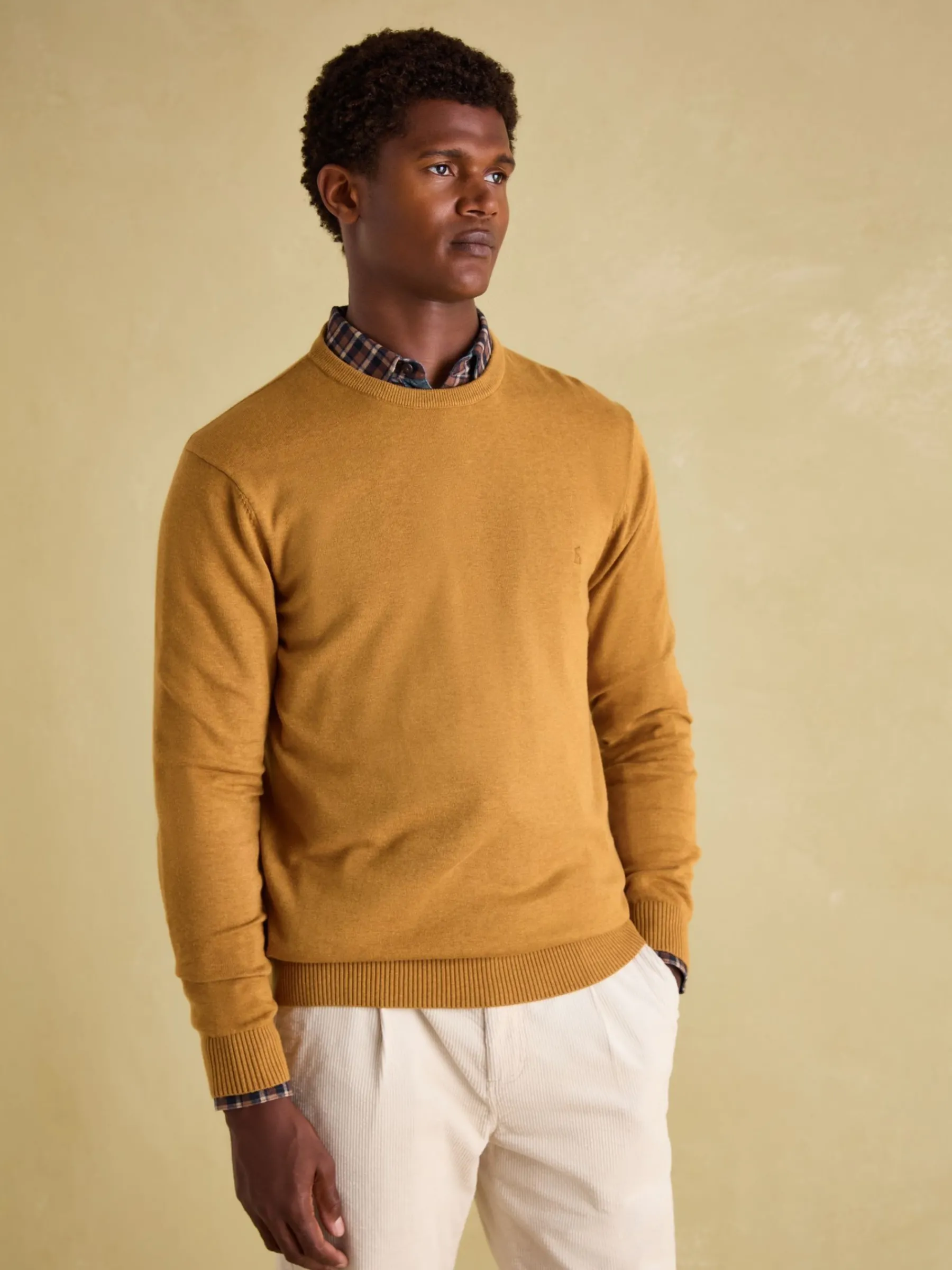 Jarvis Dark Yellow Crew Neck Knitted Jumper<Joules Hot