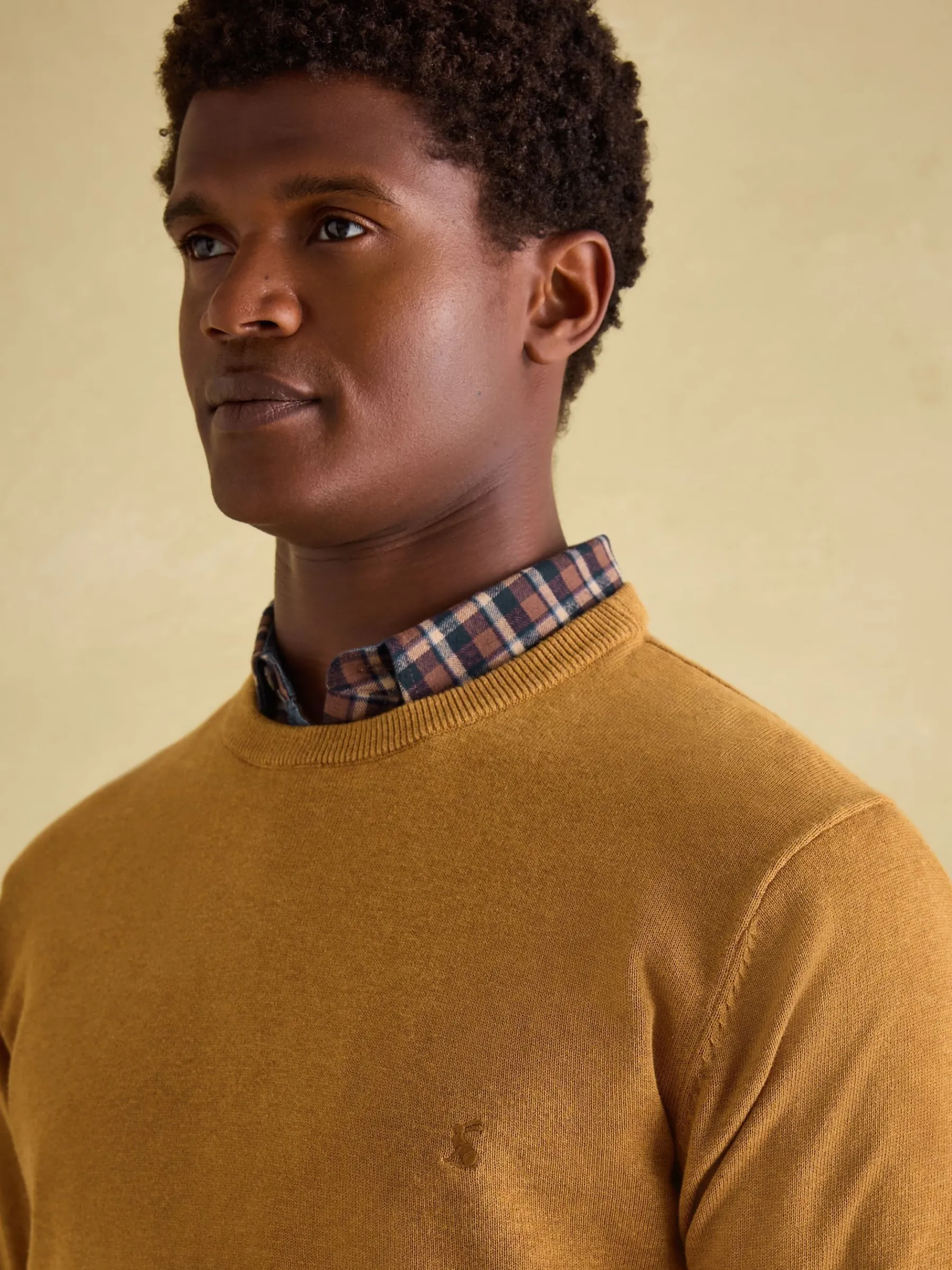 Jarvis Dark Yellow Crew Neck Knitted Jumper<Joules Hot