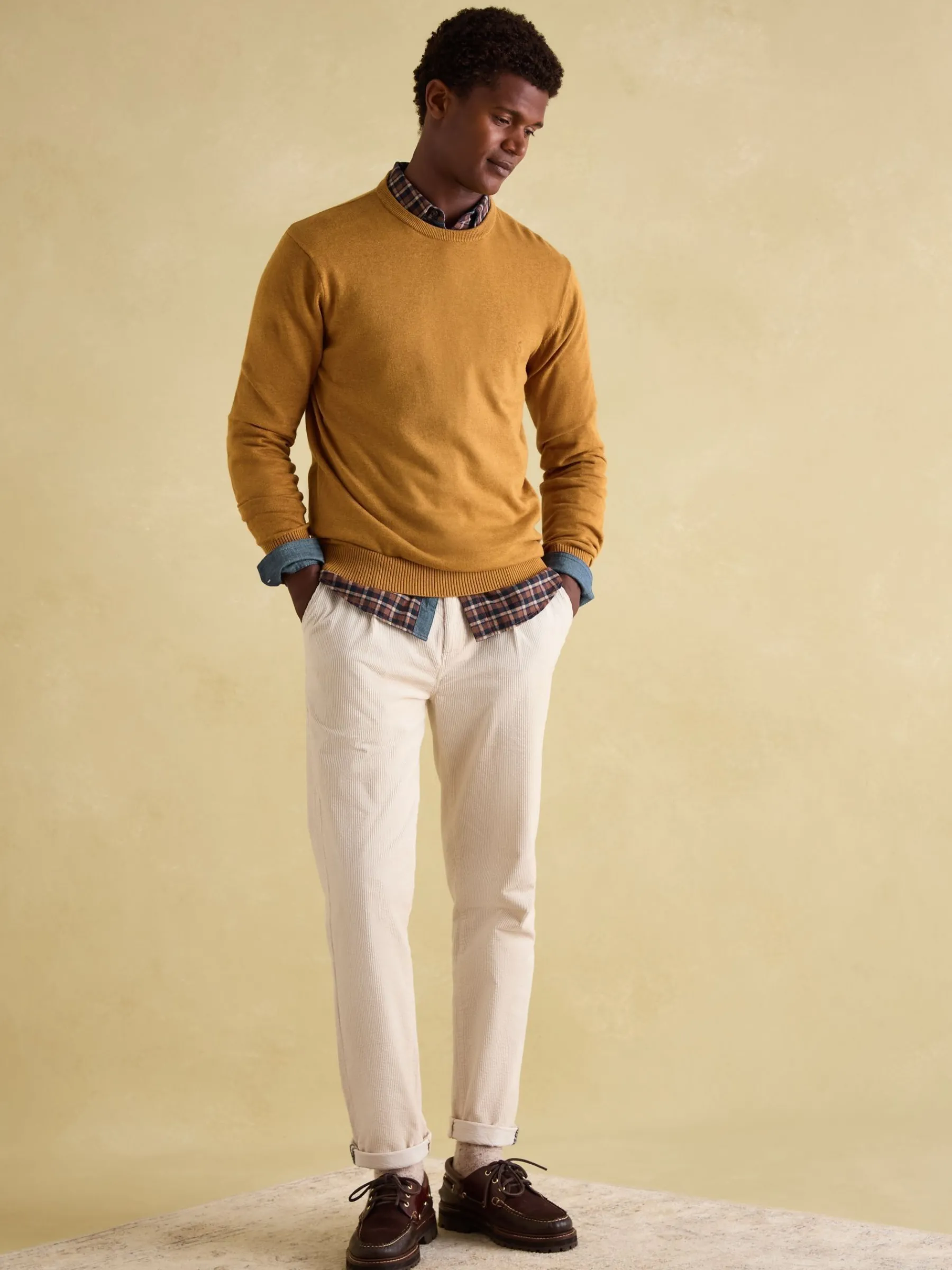 Jarvis Dark Yellow Crew Neck Knitted Jumper<Joules Hot
