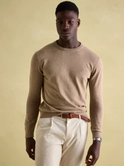 Jarvis Light Brown Crew Neck Knitted Jumper<Joules Online