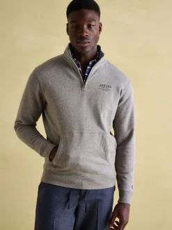 Jenkins Grey Marl Quarter Zip Graphic Sweatshirt<Joules