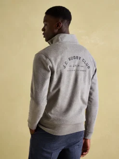 Jenkins Grey Marl Quarter Zip Graphic Sweatshirt<Joules