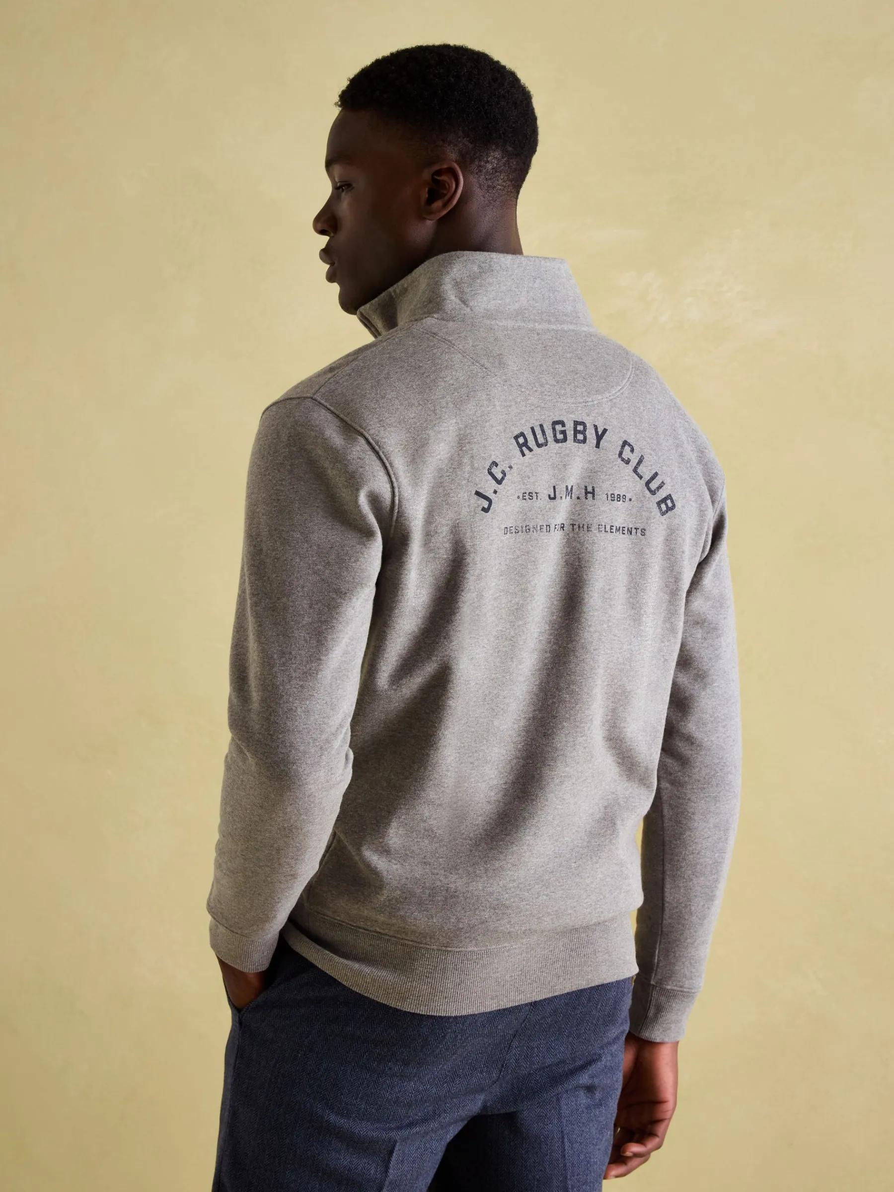 Jenkins Grey Marl Quarter Zip Graphic Sweatshirt<Joules