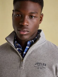 Jenkins Grey Marl Quarter Zip Graphic Sweatshirt<Joules