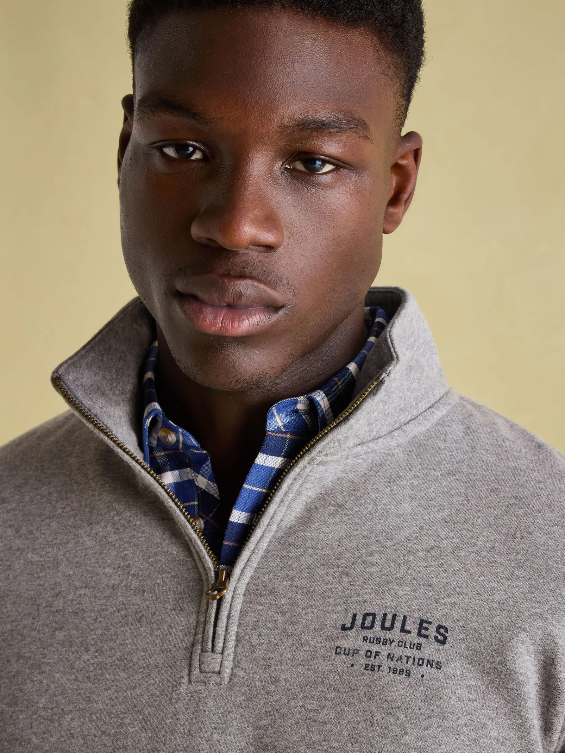 Jenkins Grey Marl Quarter Zip Graphic Sweatshirt<Joules