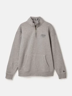 Jenkins Grey Marl Quarter Zip Graphic Sweatshirt<Joules