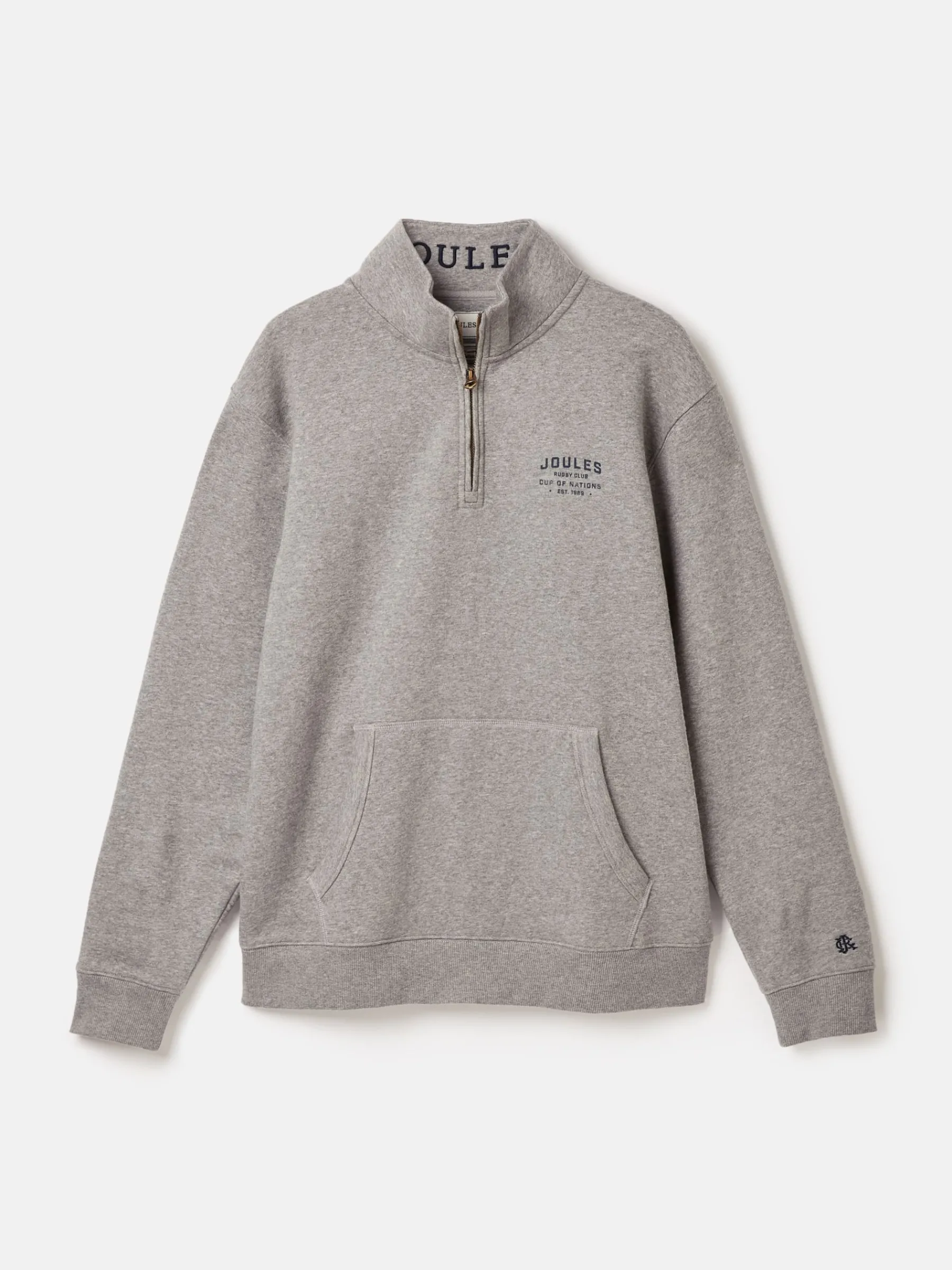Jenkins Grey Marl Quarter Zip Graphic Sweatshirt<Joules