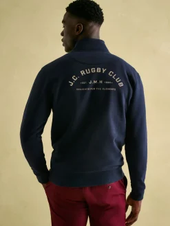 Jenkins Navy Blue Quarter Zip Graphic Sweatshirt<Joules New