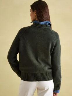 Jonty Dark Green Intarsia Fox Knit Jumper<Joules Discount