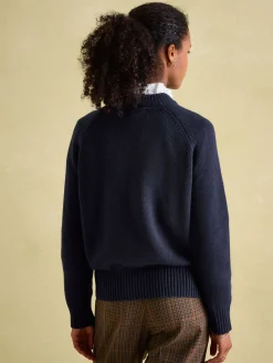 Jonty Navy Blue Intarsia Fox Knit Jumper<Joules Sale