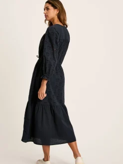 Juliana Navy Blue Broderie Dress<Joules Outlet