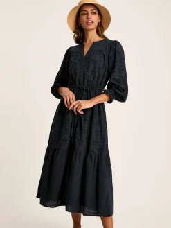 Juliana Navy Blue Broderie Dress<Joules Outlet