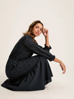 Juliana Navy Blue Broderie Dress<Joules Outlet