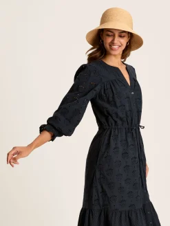 Juliana Navy Blue Broderie Dress<Joules Outlet