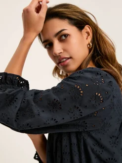 Juliana Navy Blue Broderie Dress<Joules Outlet