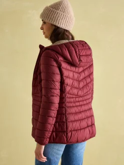 Kenley Dark Red Showerproof Padded Coat with Hood<Joules New
