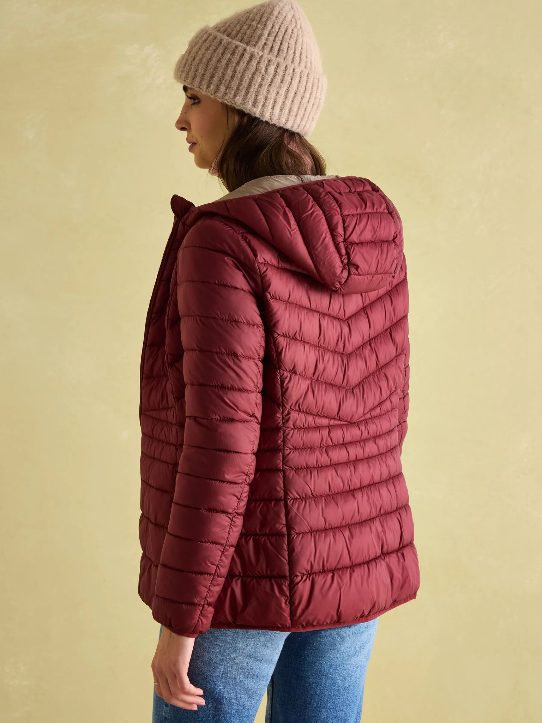 Kenley Dark Red Showerproof Padded Coat with Hood<Joules New