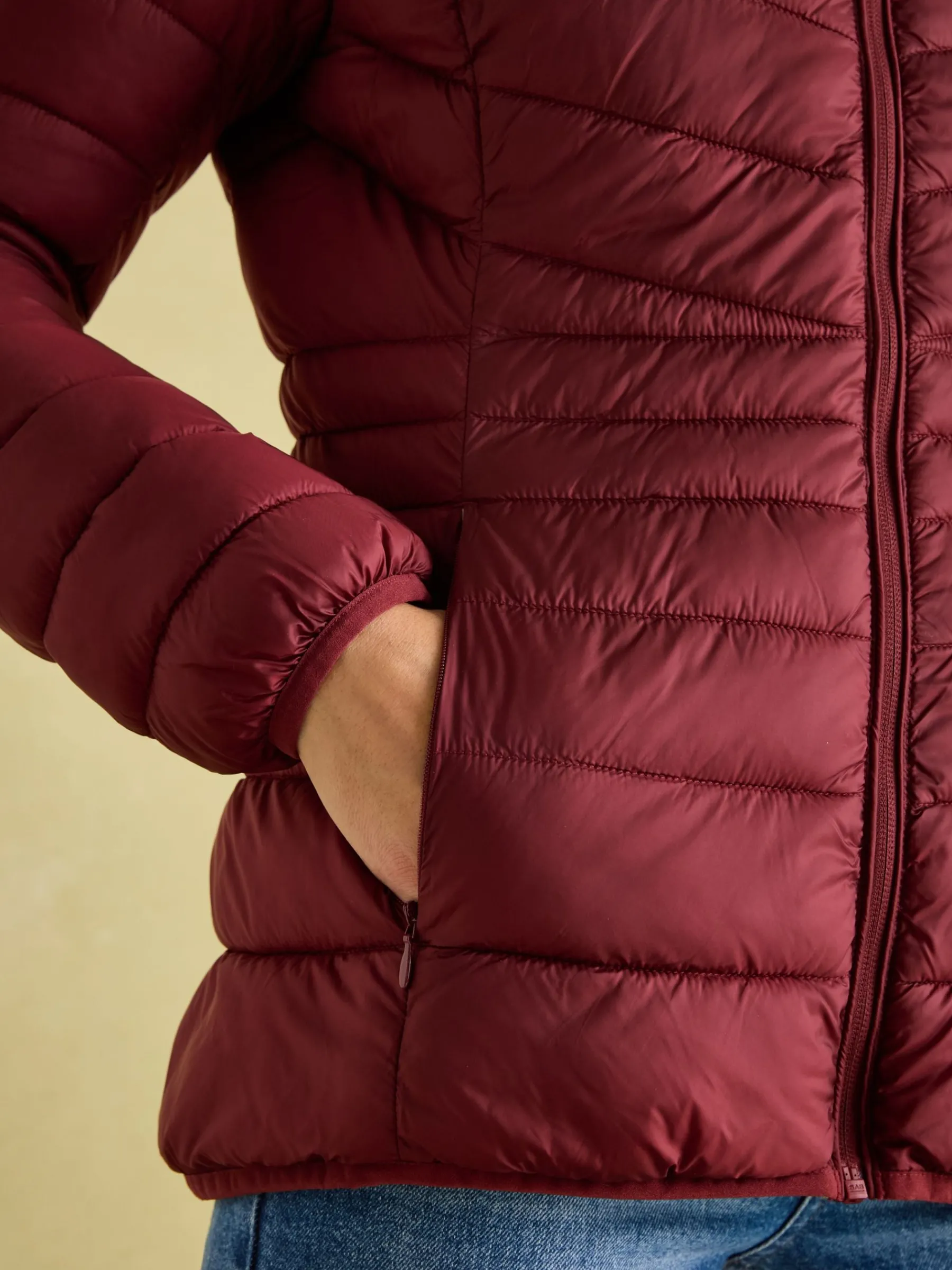 Kenley Dark Red Showerproof Padded Coat with Hood<Joules New