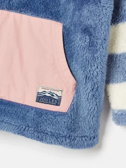 Kids' Always Cosy Blue Colourblock Quarter Zip Borg Fleece<Joules Clearance