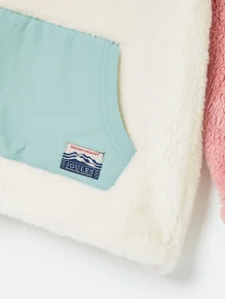 Kids' Always Cosy Cream Colourblock Quarter Zip Borg Fleece<Joules Online