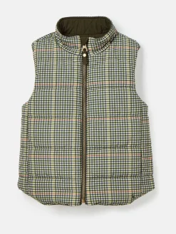 Kids' Atwell Khaki Green Showerproof Reversible Gilet<Joules New
