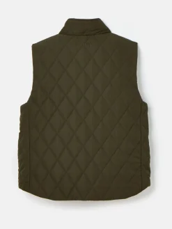 Kids' Atwell Khaki Green Showerproof Reversible Gilet<Joules New