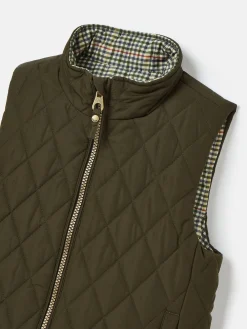 Kids' Atwell Khaki Green Showerproof Reversible Gilet<Joules New