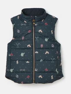 Kids' Atwell Navy Blue Showerproof Reversible Gilet<Joules New