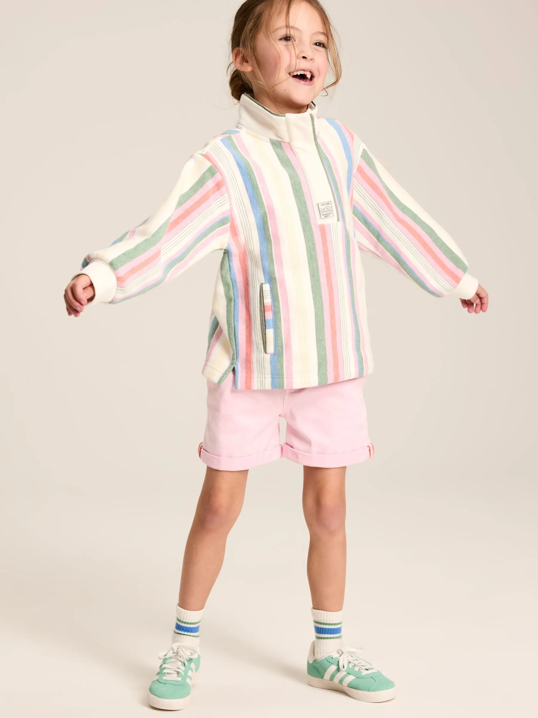 Kids' Burnham Multi Stripe Funnel Neck Sweatshirt<Joules New