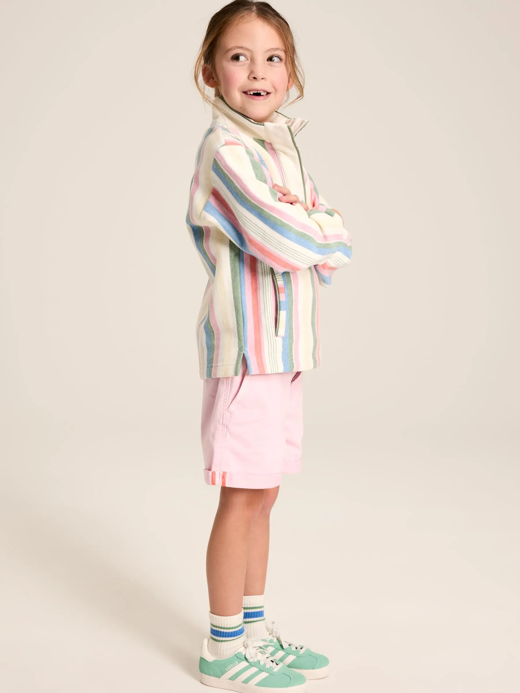 Kids' Burnham Multi Stripe Funnel Neck Sweatshirt<Joules New