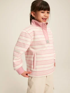 Kids' Burnham Pink Stripe Funnel Neck Sweatshirt<Joules Sale