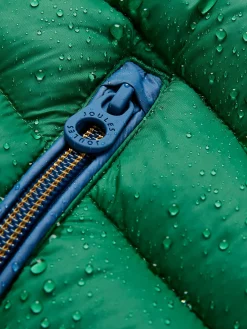 Kids' Crofton Blue & Green Hotchpotch Showerproof Quilted Gilet<Joules Hot