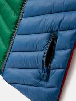 Kids' Crofton Blue & Green Hotchpotch Showerproof Quilted Gilet<Joules Hot