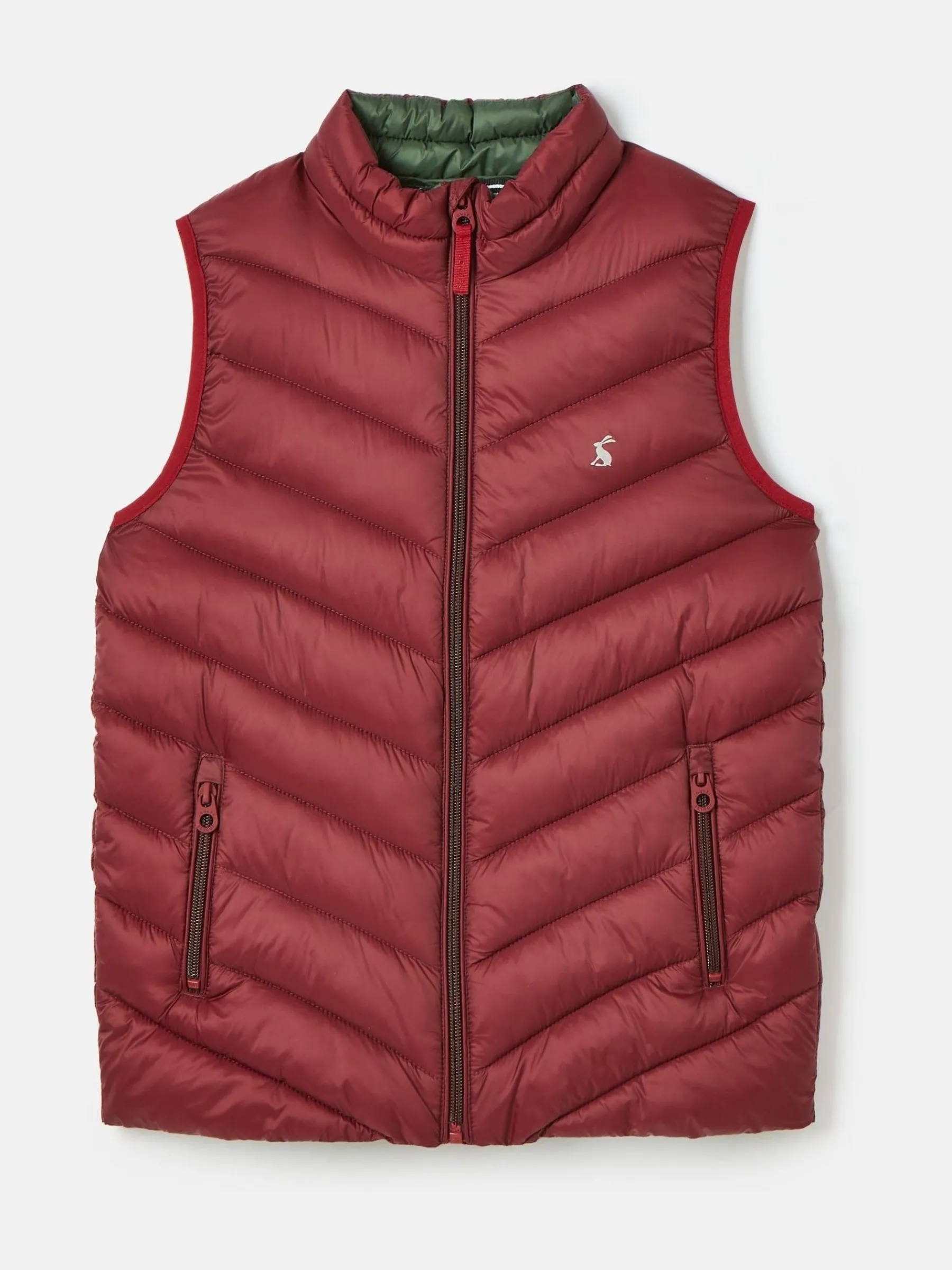 Kids' Crofton Burgundy Red Showerproof Quilted Gilet<Joules