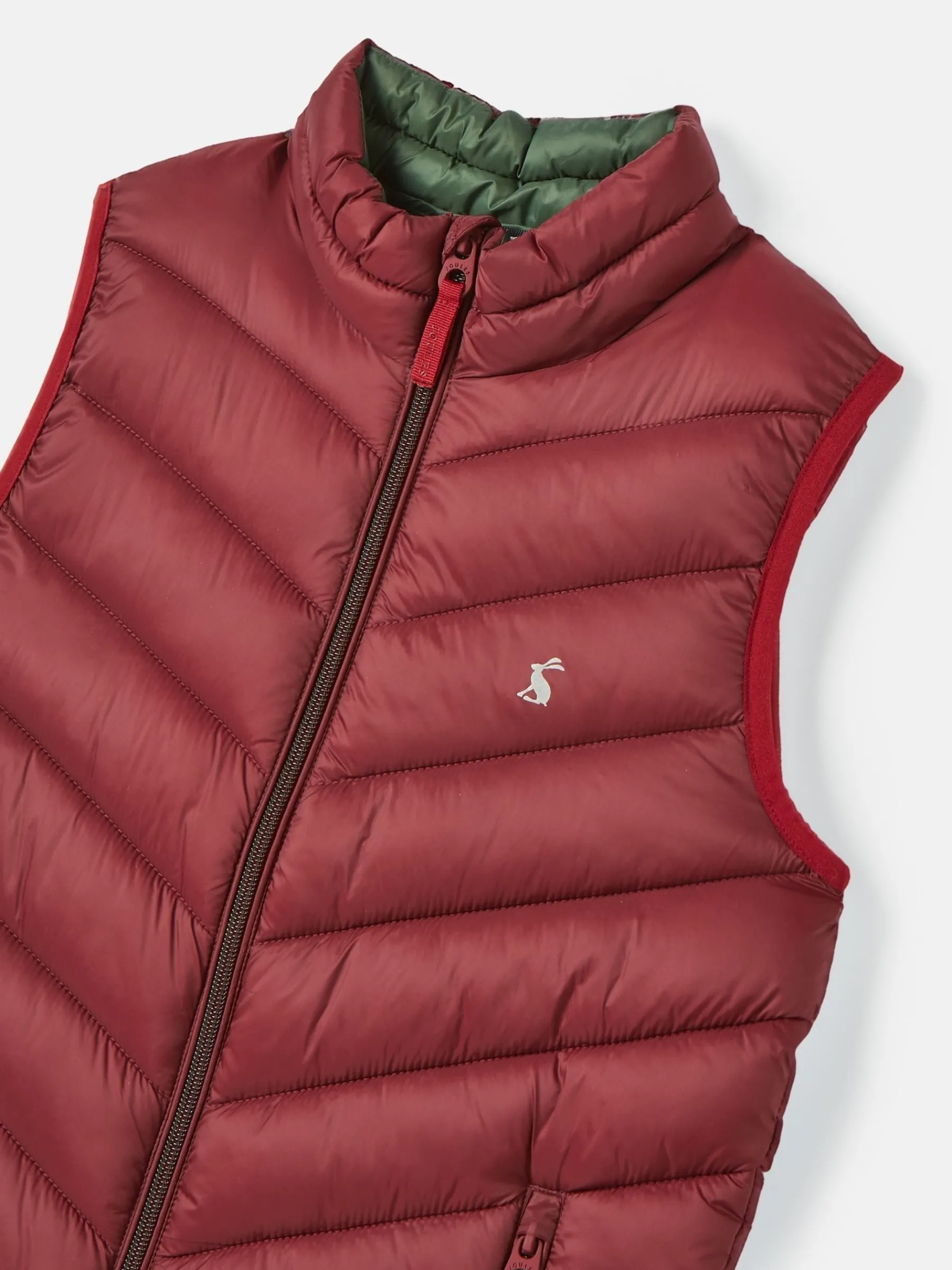 Kids' Crofton Burgundy Red Showerproof Quilted Gilet<Joules