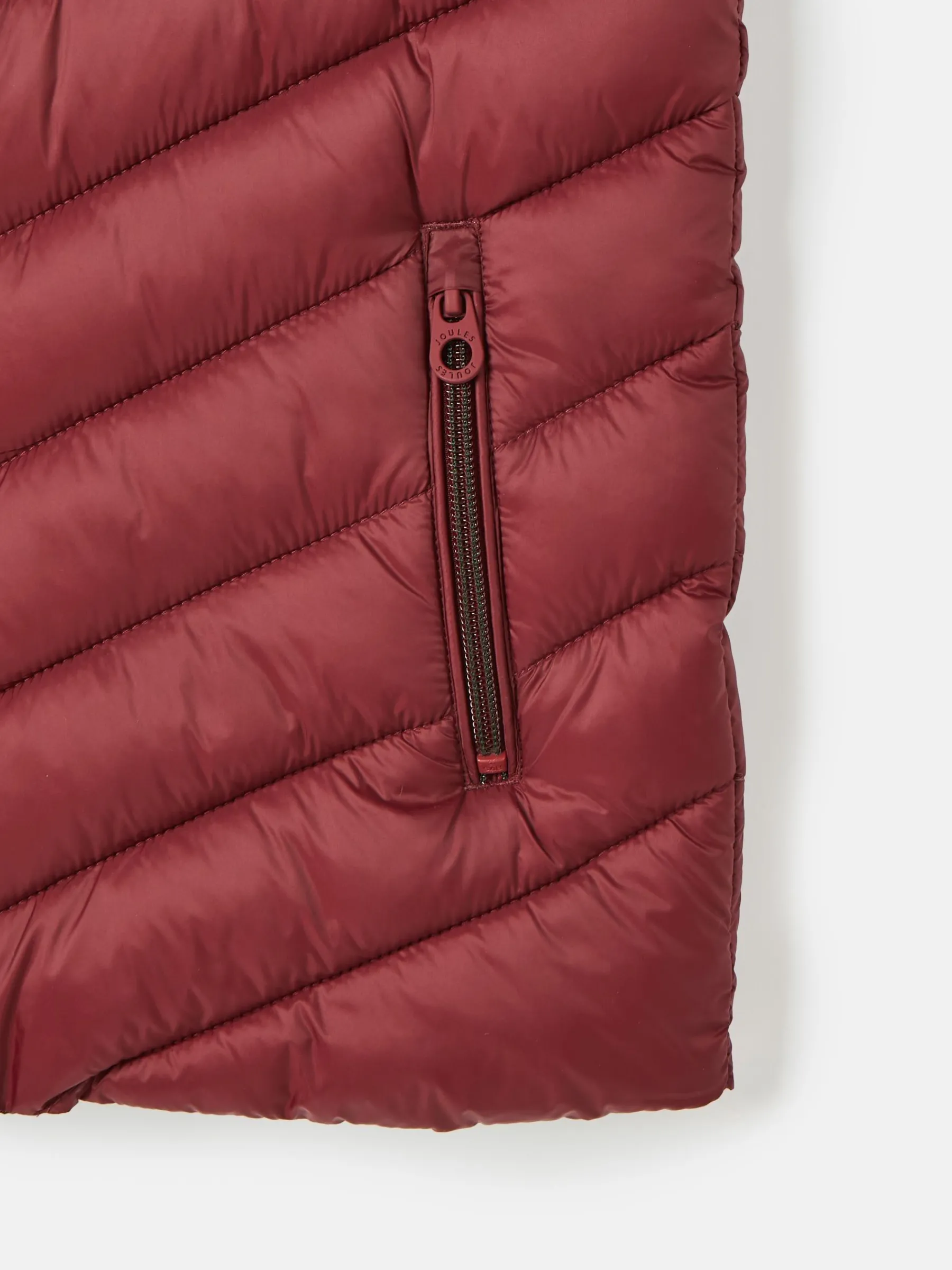 Kids' Crofton Burgundy Red Showerproof Quilted Gilet<Joules