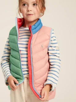 Kids' Crofton Pink Hotchpotch Showerproof Quilted Gilet<Joules Online