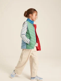 Kids' Crofton Pink Hotchpotch Showerproof Quilted Gilet<Joules Online