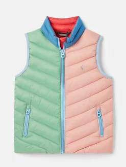 Kids' Crofton Pink Hotchpotch Showerproof Quilted Gilet<Joules Online