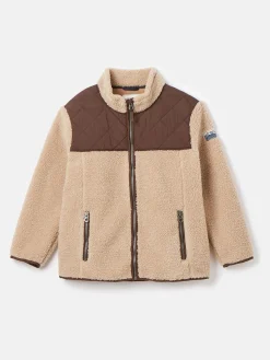 Kids' Eddington Brown & Natural Zip Through Fleece Jacket<Joules Sale