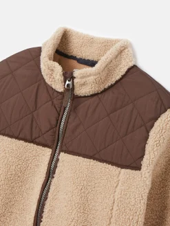 Kids' Eddington Brown & Natural Zip Through Fleece Jacket<Joules Sale