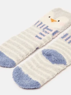 Kids' Fluffy Pale Blue Character Socks<Joules New