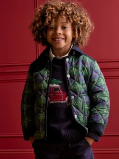 Kids' Freddie Green Check Quilted Checked Jacket<Joules Discount