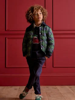 Kids' Freddie Green Check Quilted Checked Jacket<Joules Discount