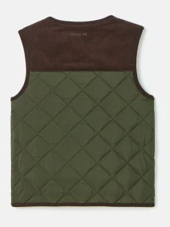 Kids' Gibson Khaki Green Quilted Gilet<Joules Outlet